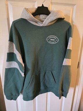 DSG 'League Champs' Hoodie Sweatshirt - Green & Gray (XL)